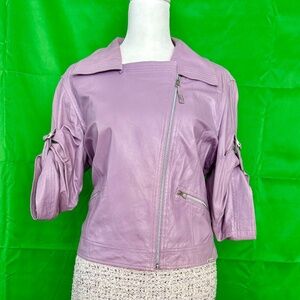 St. John Lavender Lamb Leather Jacket